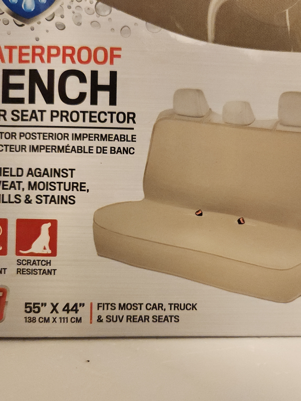 Waterproof Beige Bench Rear Seat Protector - Picture 2 of 7